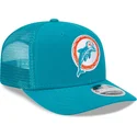 casquette-trucker-bleue-9seventy-stretch-snap-evergreen-helmet-miami-dolphins-nfl-new-era
