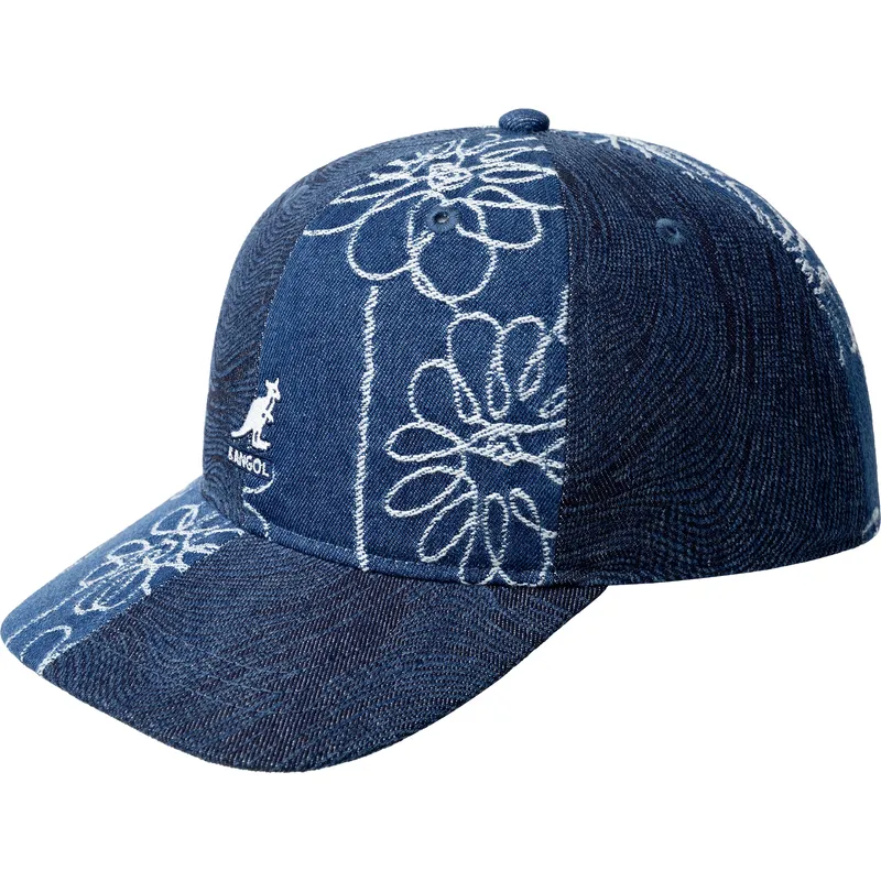 cappellino-curvo-blu-marino-regolabile-denim-mashup-medium-blue-floral-di-kangol