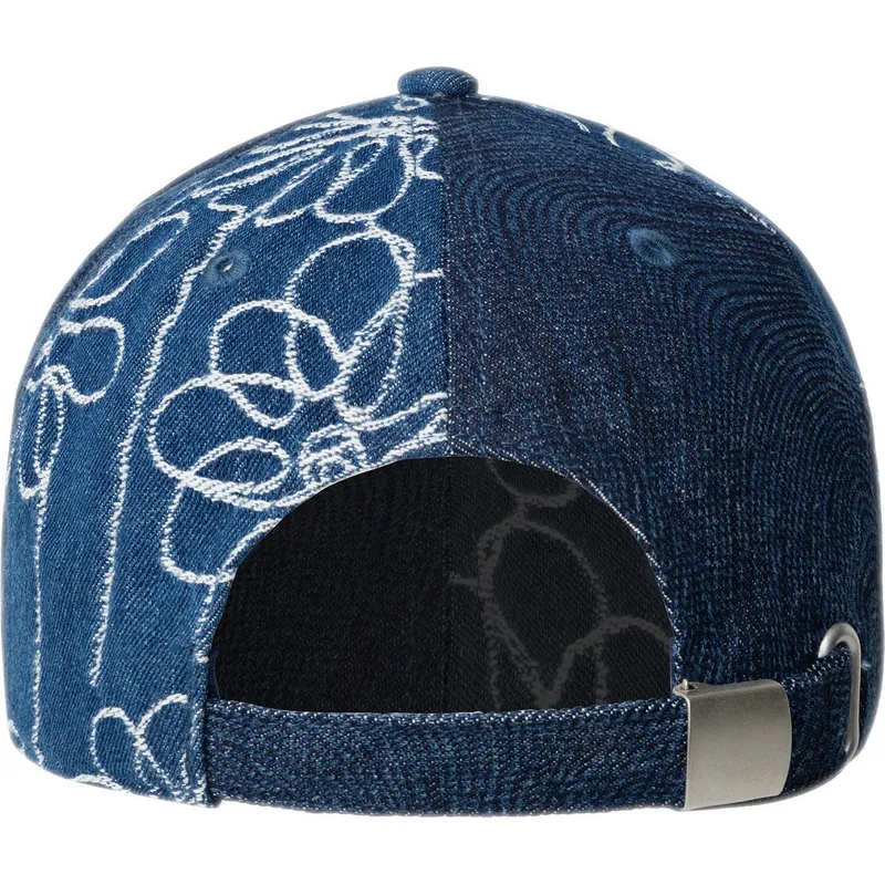 kangol-curved-brim-denim-mashup-medium-blue-floral-navy-blue-adjustable-cap