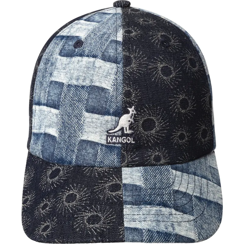 casquette-courbee-bleue-ajustable-denim-mashup-blue-picnic-kangol