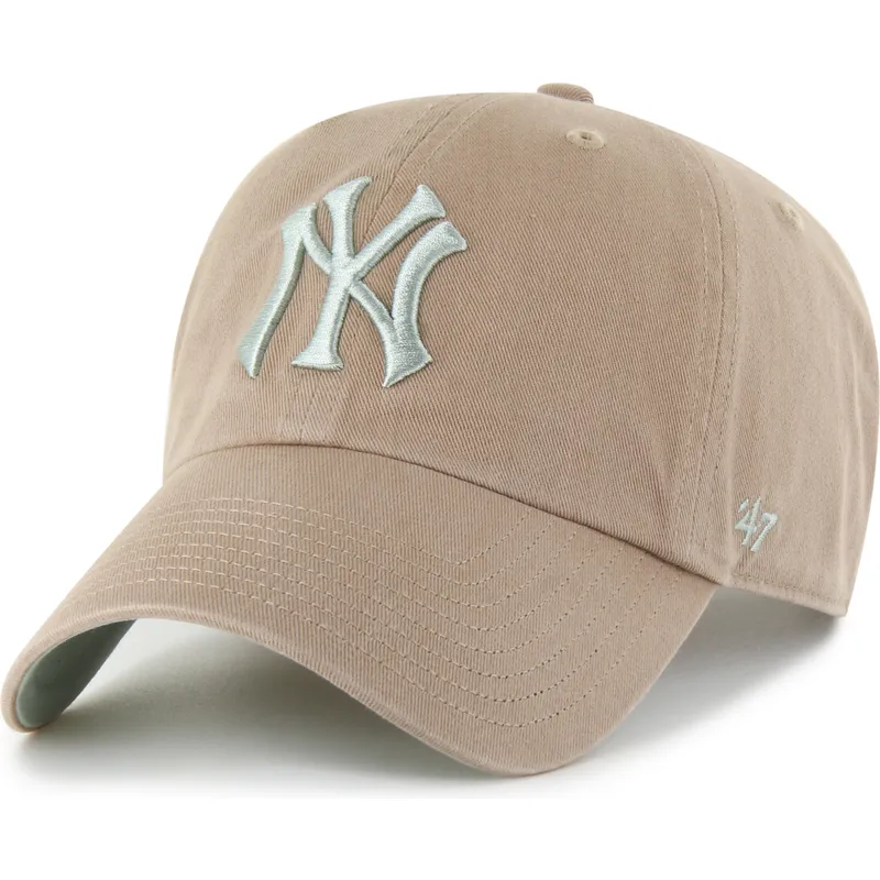 cappellino-curvo-marrone-regolabile-clean-up-ballpark-dei-new-york-yankees-mlb-di-47-brand