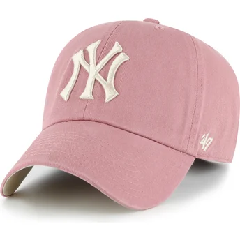 Rosa verstellbare Curved Cap Clean Up Ballpark der New York Yankees MLB von 47 Brand