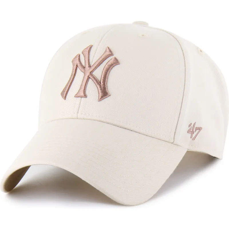 cappellino-curvo-beige-snapback-con-logo-marrone-mvp-ballpark-di-new-york-yankees-mlb-di-47-brand