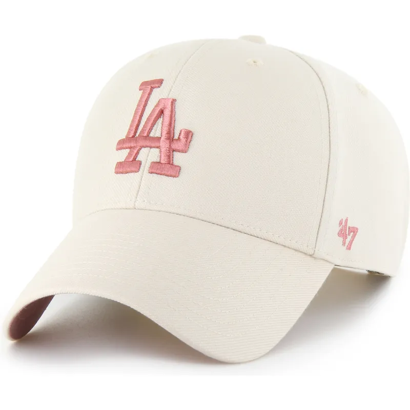 casquette-courbee-beige-snapback-avec-logo-rose-mvp-ballpark-los-angeles-dodgers-mlb-47-brand