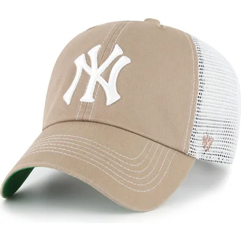 Gorra trucker marrón Clean Up Trawler de New York Yankees MLB de 47 Brand