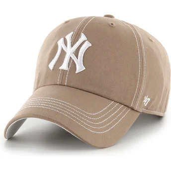 Șepci curbată maro reglabilă Clean Up Contrast Stitch de New York Yankees MLB de 47 Brand