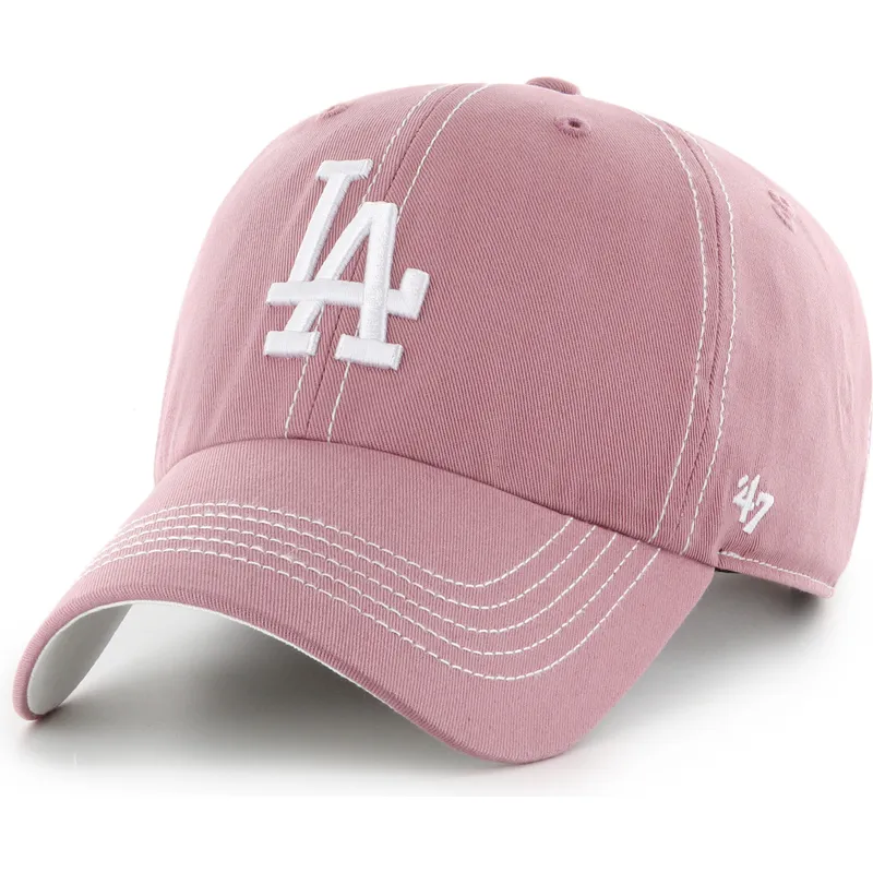 cap-curbata-pink-adjustable-strap-clean-up-contrast-stitch-de-los-angeles-dodgers-mlb-de-47-brand