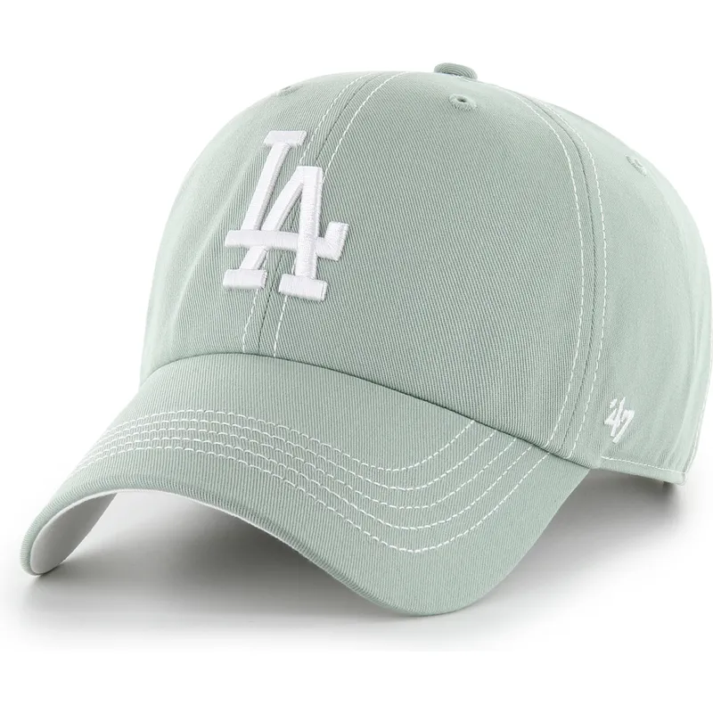 grune-verstellbare-curved-cap-clean-up-contrast-stitch-der-los-angeles-dodgers-mlb-von-47-brand