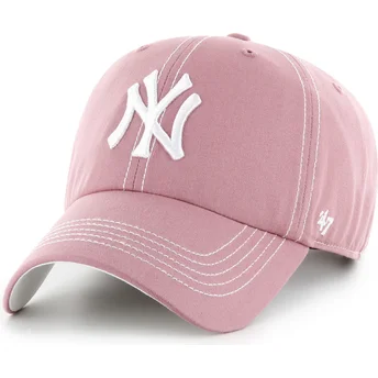 Șepci curbată roz bandă reglabilă Clean Up Contrast Stitch de New York Yankees MLB de 47 Brand