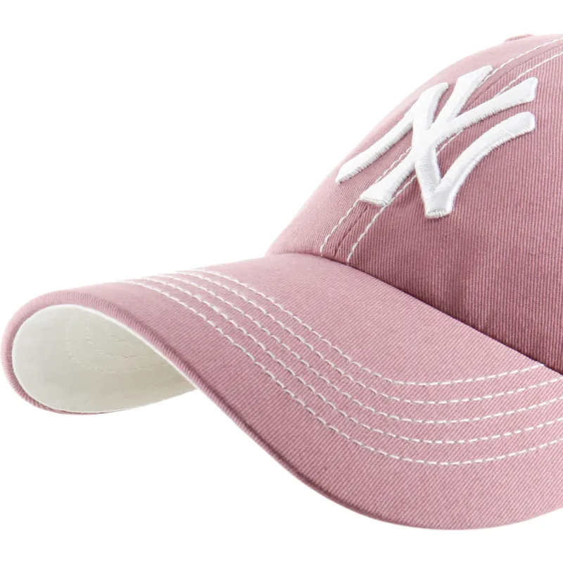 casquette-courbee-rose-ajustable-clean-up-contrast-stitch-new-york-yankees-mlb-47-brand