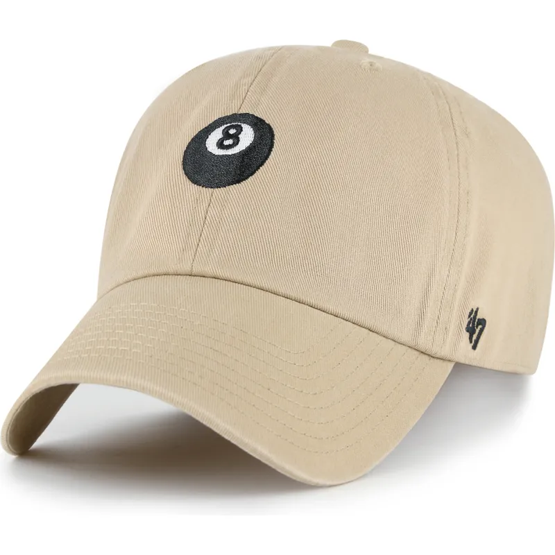 cappellino-curva-khaki-regolabile-8-ball-clean-up-base-runner-icon-di-47-brand