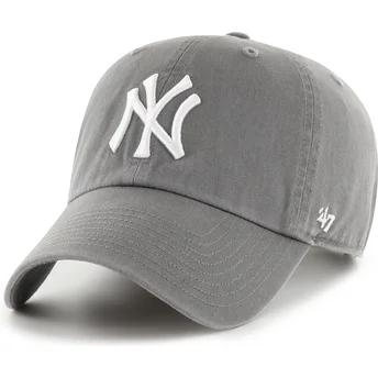 Șepci curbată gri reglabilă Clean Up No Loop Label de New York Yankees MLB de 47 Brand