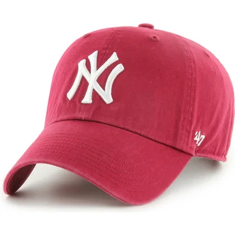 Dunkelrote verstellbare Curved Cap Clean Up der New York Yankees MLB von 47 Brand