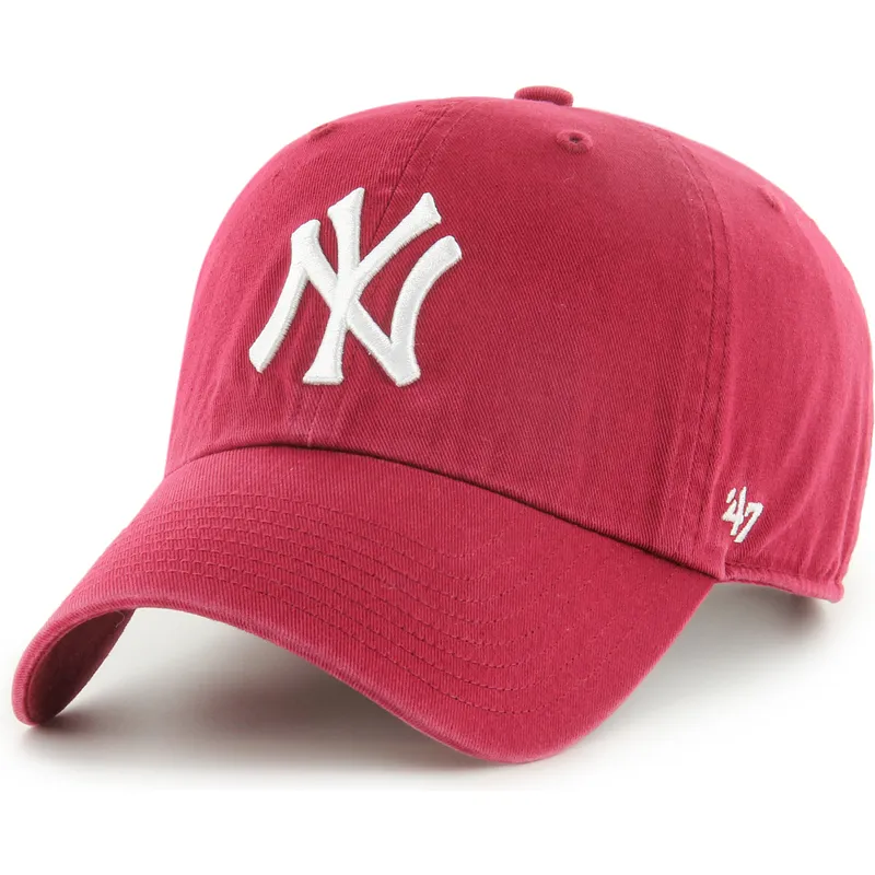 cappellino-curvo-rosso-scuro-regolabile-clean-up-dei-new-york-yankees-mlb-di-47-brand