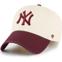 bojd-keps-beige-och-vinrod-justerbar-clean-up-two-tone-no-loop-label-new-york-yankees-mlb-av-47-brand