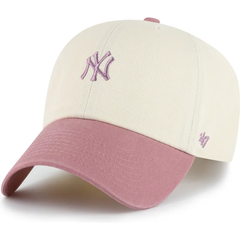 gorra-curva-beige-y-rosa-ajustable-clean-up-base-runner-two-tone-de-new-york-yankees-mlb-de-47-brand