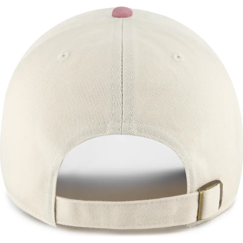47-brand-curved-brim-clean-up-base-runner-two-tone-new-york-yankees-mlb-beige-and-pink-adjustable-cap