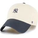 casquette-courbee-beige-et-bleue-marine-ajustable-clean-up-base-runner-two-tone-new-york-yankees-mlb-47-brand