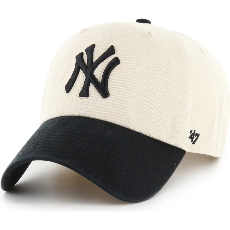 bojd-keps-beige-och-svart-justerbar-clean-up-two-tone-no-loop-label-new-york-yankees-mlb-av-47-brand