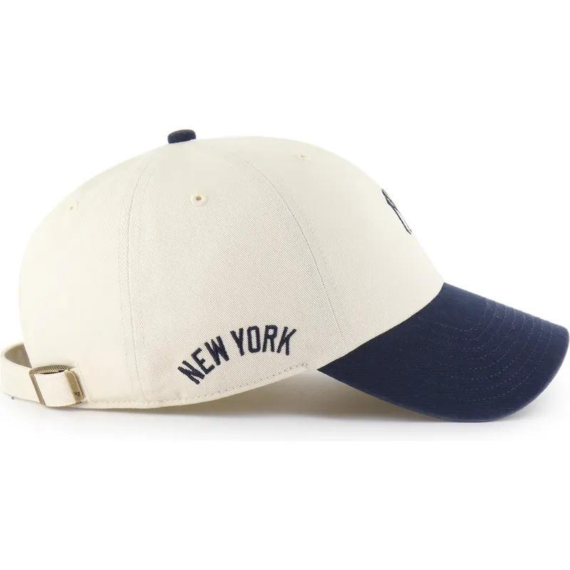cap-curbata-beige-adjustable-strap-clean-up-base-runner-sure-shot-two-tone-de-new-york-yankees-mlb-de-47-brand