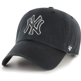 Șepci curbată negru reglabilă Clean Up No Loop Label de New York Yankees MLB de 47 Brand