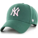 47-brand-curved-brim-pink-logo-mvp-new-york-yankees-mlb-green-snapback-cap