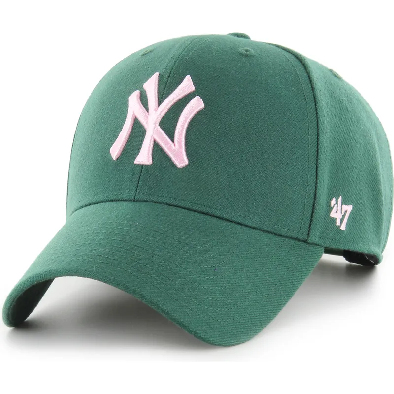 cappellino-curvo-verde-snapback-con-logo-rosa-mvp-dei-new-york-yankees-mlb-di-47-brand