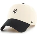 47-brand-curved-brim-clean-up-base-runner-two-tone-new-york-yankees-mlb-beige-and-black-adjustable-cap