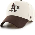 gorra-curva-beige-y-marron-snapback-mvp-dt-sure-shot-two-tone-cotton-de-oakland-athletics-mlb-de-47-brand