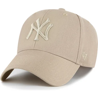 47 Brand Curved Brim Khaki Logo MVP New York Yankees MLB Khaki Snapback Cap