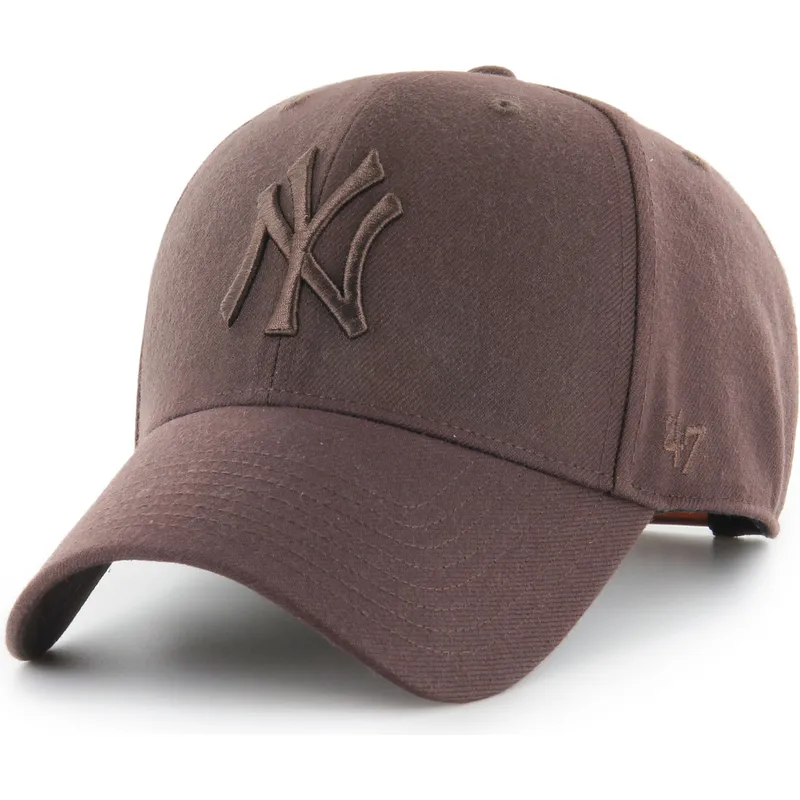 cappellino-curvo-marrone-snapback-con-logo-marrone-mvp-dei-new-york-yankees-mlb-di-47-brand
