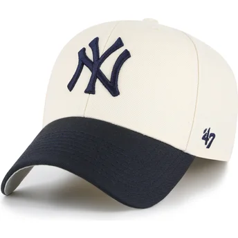 Cappellino curvo beige e blu marino regolabile MVP Two Tone dei New York Yankees MLB di 47 Brand