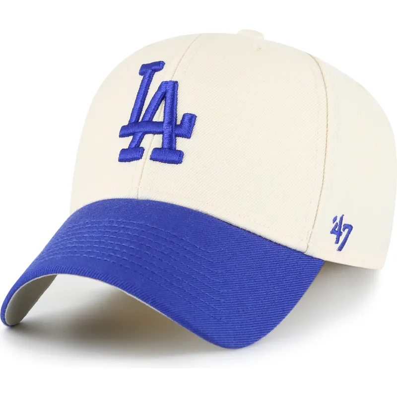 cappellino-curva-beige-e-blu-regolabile-mvp-two-tone-dei-los-angeles-dodgers-mlb-di-47-brand
