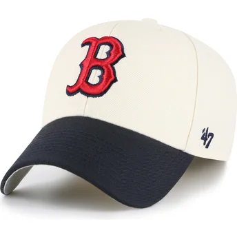47 Brand Curved Brim MVP Two Tone Boston Red Sox MLB Beige and Navy Blue Adjustable Cap