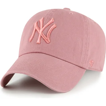 Cappellino curvo rosa regolabile con logo rosa Clean Up dei New York Yankees MLB di 47 Brand