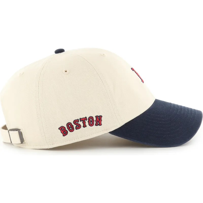 bezowa-i-granatowa-regulowana-czapka-z-daszkiem-clean-up-base-runner-sure-shot-two-tone-boston-red-sox-mlb-od-47-brand