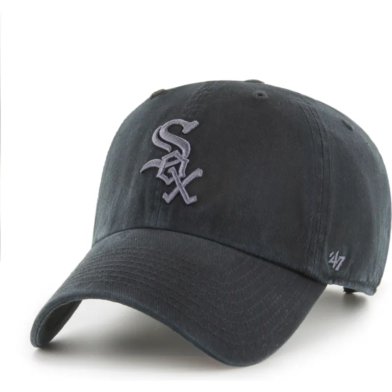 schwarze-verstellbare-curved-cap-mit-grauem-logo-clean-up-der-chicago-white-sox-mlb-von-47-brand