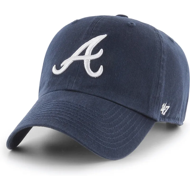 casquette-courbee-bleue-marine-ajustable-clean-up-atlanta-braves-mlb-47-brand