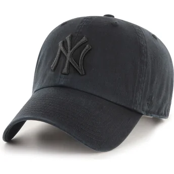Schwarze verstellbare Curved Cap mit schwarzem Logo Clean Up der New York Yankees MLB von 47 Brand