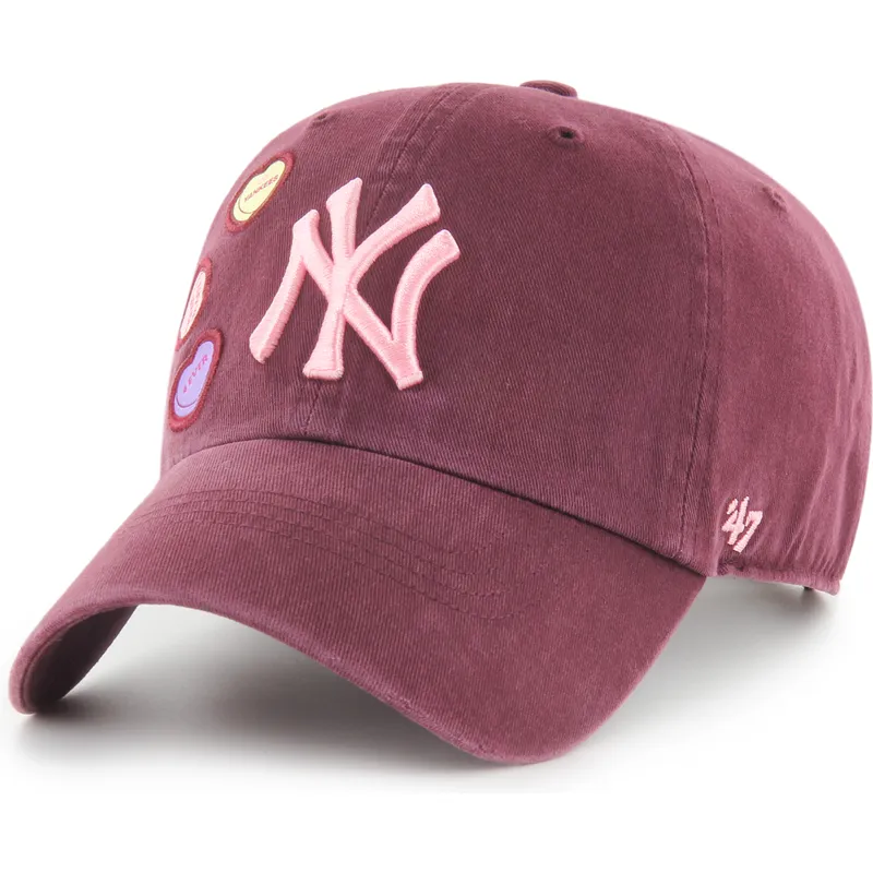 gorra-curva-granate-ajustable-clean-up-candy-heart-de-new-york-yankees-mlb-de-47-brand