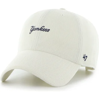 Șepci curbată bej bandă reglabilă Clean Up Mini Script Cord de New York Yankees MLB de 47 Brand