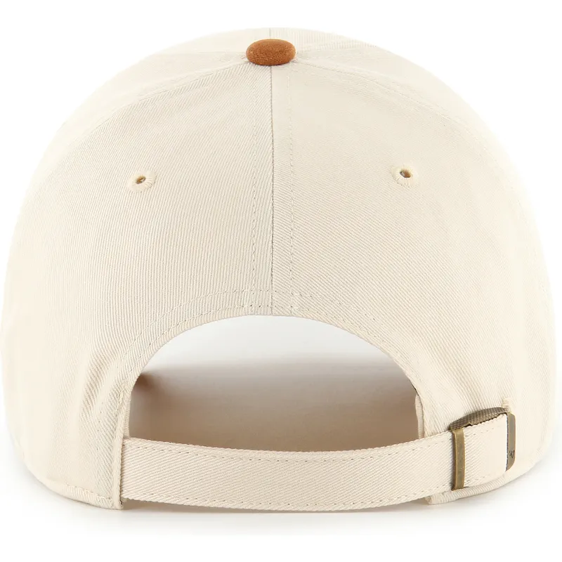 casquette-courbee-beige-et-marron-ajustable-clean-up-mini-script-suede-visor-los-angeles-dodgers-mlb-47-brand