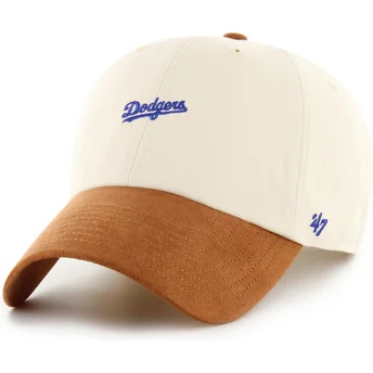 Șepci curbată bej bandă reglabilă marrón Clean Up Mini Script Suede Visor de Los Angeles Dodgers MLB de 47 Brand