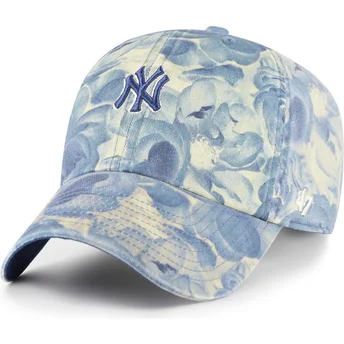 47 Brand Curved Brim Clean Up Gardenia New York Yankees MLB Blue Adjustable Cap