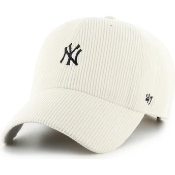 Șepci curbată bej reglabilă Clean Up Cord Base Runner de New York Yankees MLB de 47 Brand