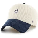 cappellino-curvo-beige-e-blu-marino-regolabile-clean-up-cord-base-runner-two-tone-di-new-york-yankees-mlb-di-47-brand