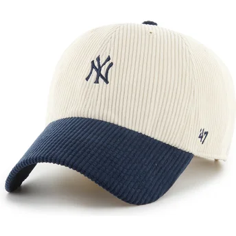 Gorra curva beige y azul marino ajustable Clean Up Cord Base Runner Two Tone de New York Yankees MLB de 47 Brand