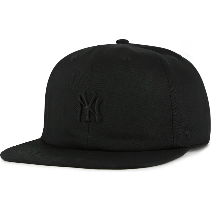 cappello-piatto-nero-snapback-con-logo-nero-captain-rl-contemporary-dei-new-york-yankees-mlb-di-47-brand