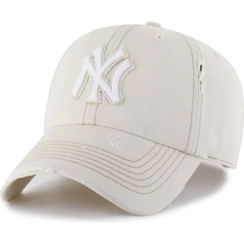 Cap curbată beige adjustable strap Clean Up Weathered Mojave de New York Yankees MLB de 47 Brand