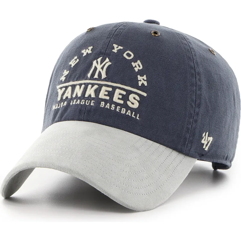 marinbla-och-gra-bojd-keps-justerbar-clean-up-windham-suede-vintage-av-new-york-yankees-mlb-fran-47-brand